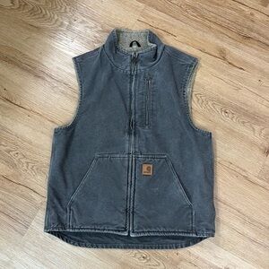 Carhartt Vest Women’s Black Duck Canvas Sherpa Lined Workwear Chore Barn Medium
